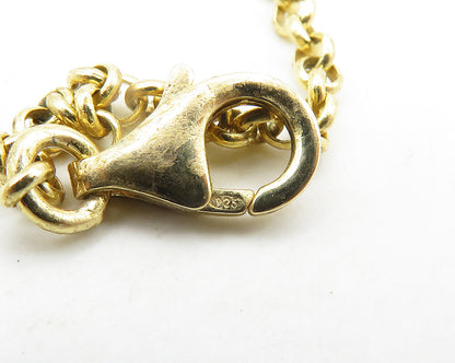 925 Silver  Vintage Genuine Diamonds Shiny Gold Plated Chain Necklace  NE3131