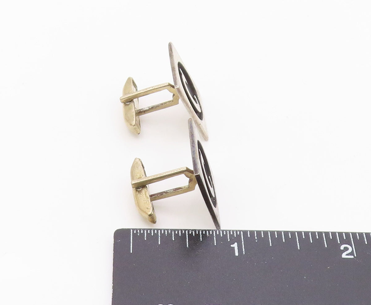 MEXICO 925 Sterling Silver  Vintage Carved Initial C Square Cufflinks  TR3373