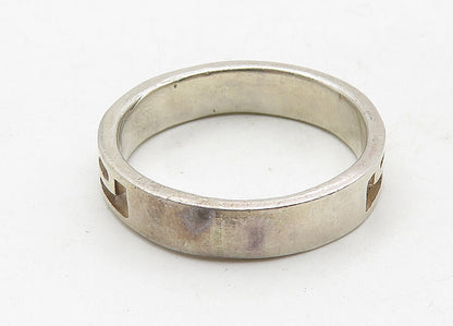 925 Sterling Silver  Vintage Shiny Greek Key Pattern Band Ring Sz 7.5  RG10505