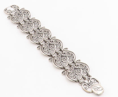 925 Sterling Silver Vintage Bracelet CAROLYN POLLACK Scrollwork Link  BT11865