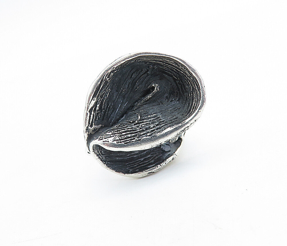 925 Sterling Silver  Vintage Oxidized Sculpted Statement Ring Sz 8.5  RG5807