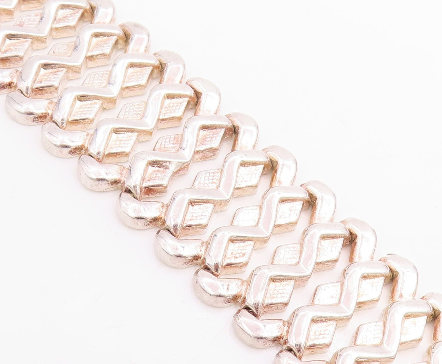 925 Sterling Silver Vintage Bracelet Classic Woven Geometric Ladder Link BT11822