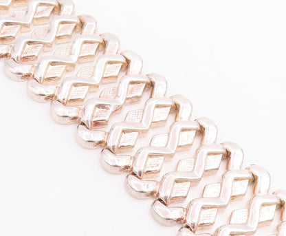 925 Sterling Silver Vintage Bracelet Classic Woven Geometric Ladder Link BT11822