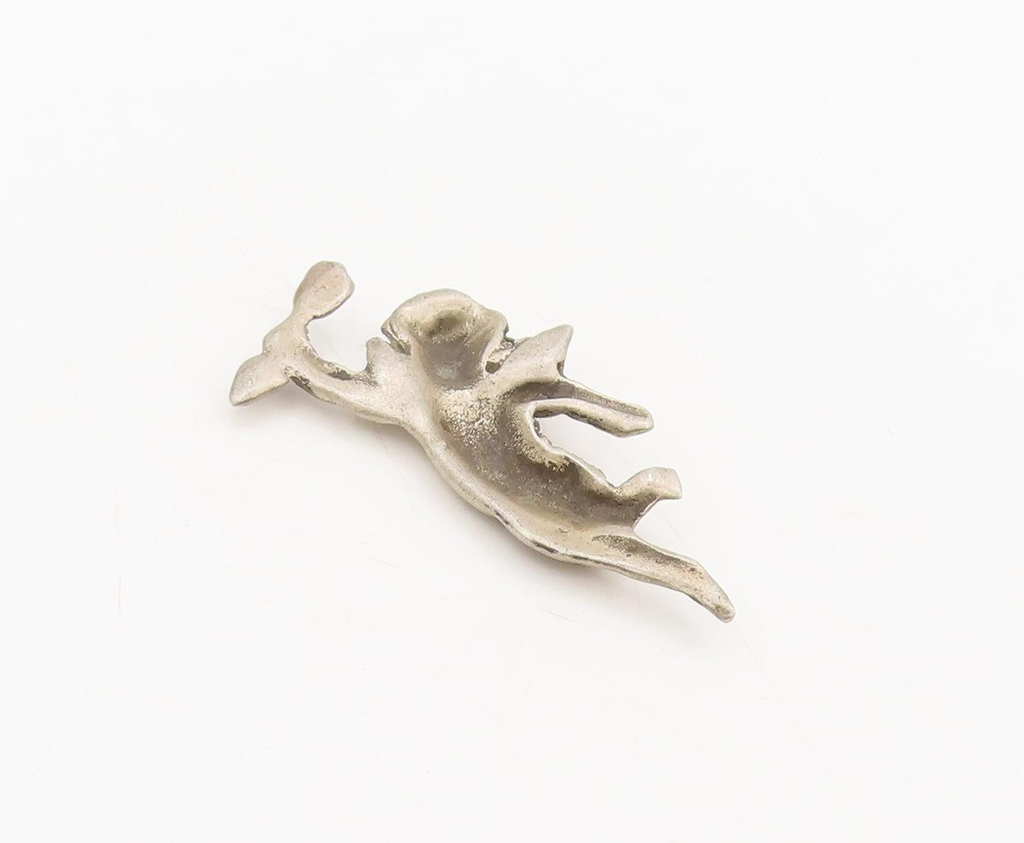 925 Sterling Silver  Vintage Solid Carved Flying Angels With Arrow   TR3650