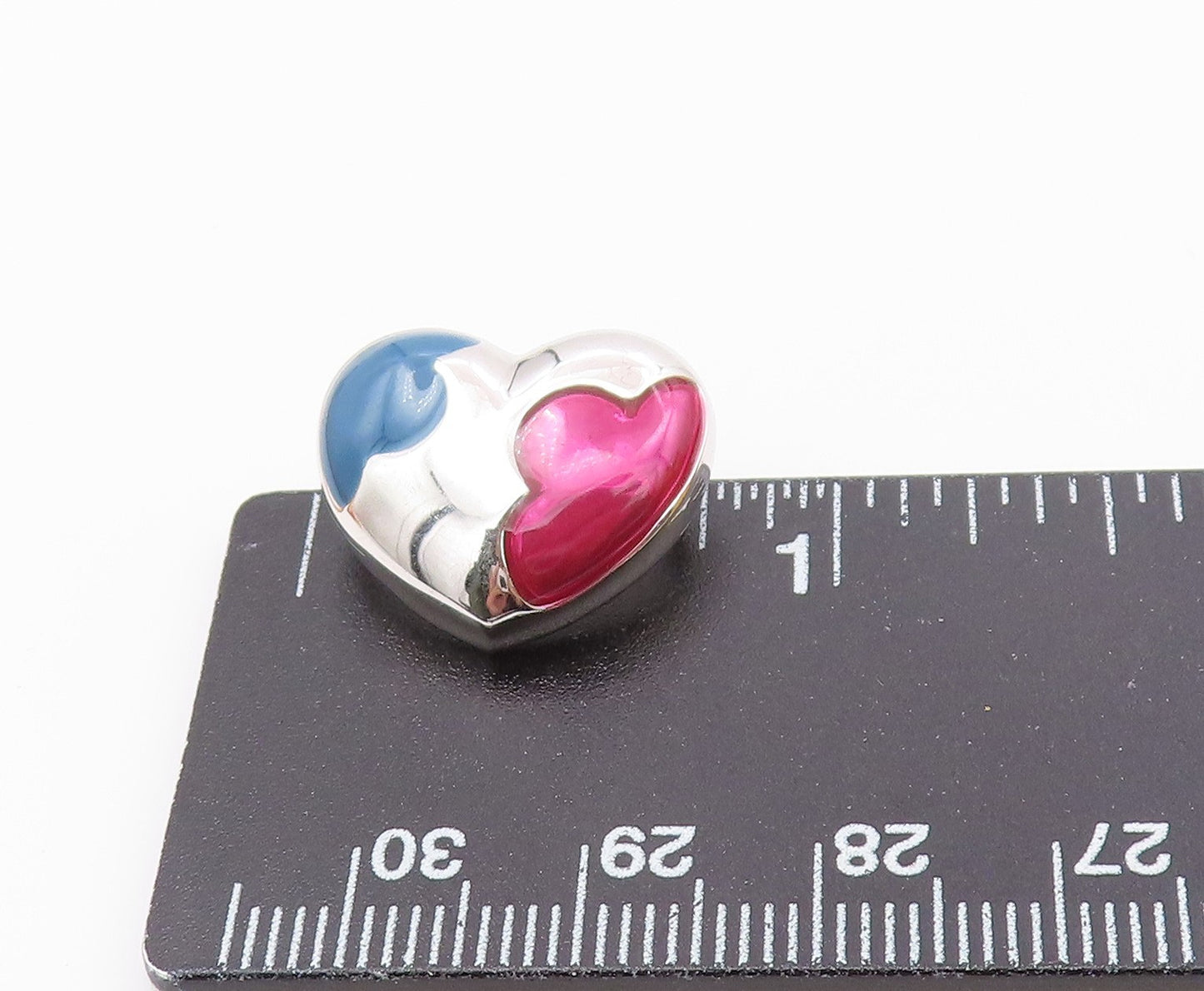 925 Sterling Silver  Vintage Shiny Enamel Love Heart Slide Pendant  PT16716