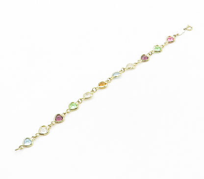 925 Sterling Silver Cubic Zirconia & Multi Color Topaz Chain Bracelet BT6216
