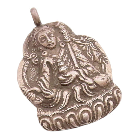 925 Sterling Silver  Vintage Antique Oxidized Religious Figure Pendant PT10298