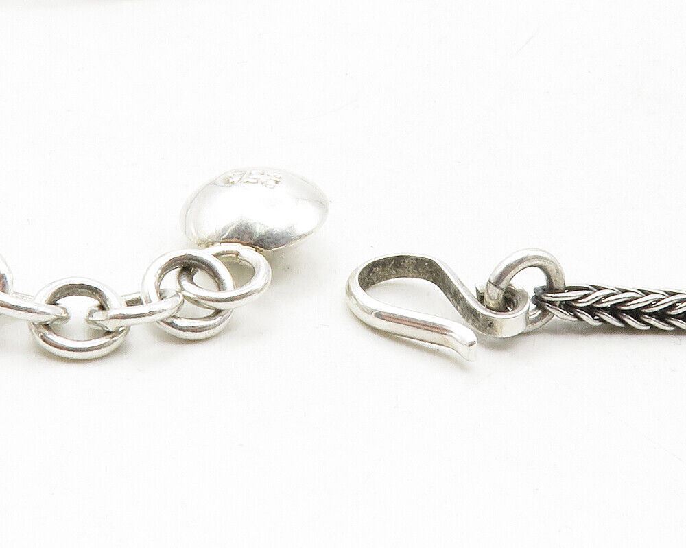 925 Sterling Silver  Vintage Shiny Open Geometric Wheat Chain Necklace  NE2117
