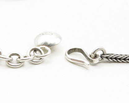 925 Sterling Silver  Vintage Shiny Open Geometric Wheat Chain Necklace  NE2117