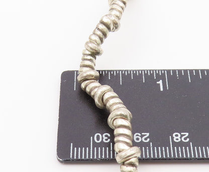 925 Sterling Silver  Vintage Engraved Disc Beaded Rope Necklace  NE3982