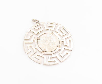 925 Sterling Silver Vintage Pendant Alexander Greek Roman Coin Medallion PT24997