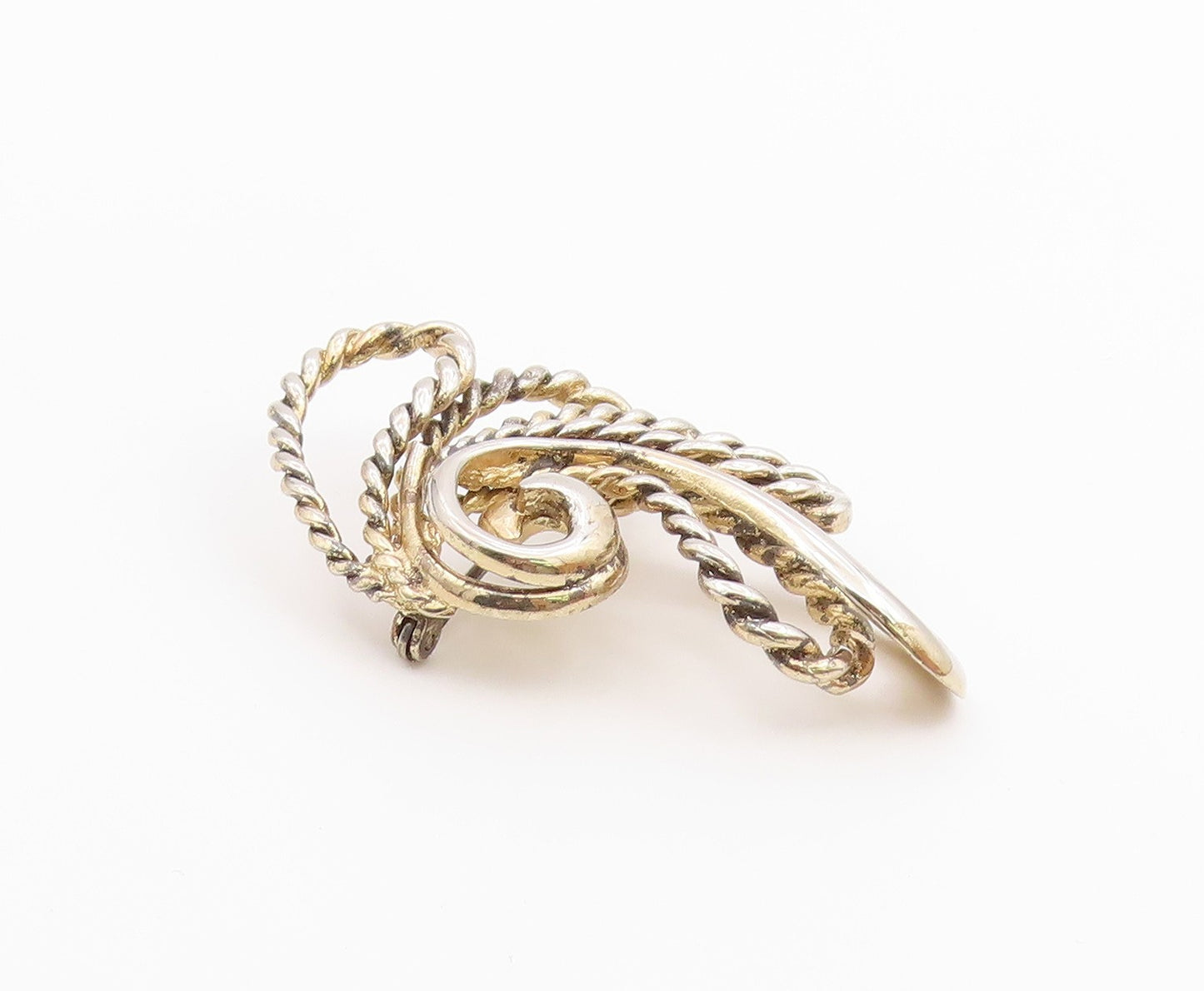 NAPIER 925 Sterling Silver  Vintage Shiny Rope Twist Swirl Brooch Pin  BP5511