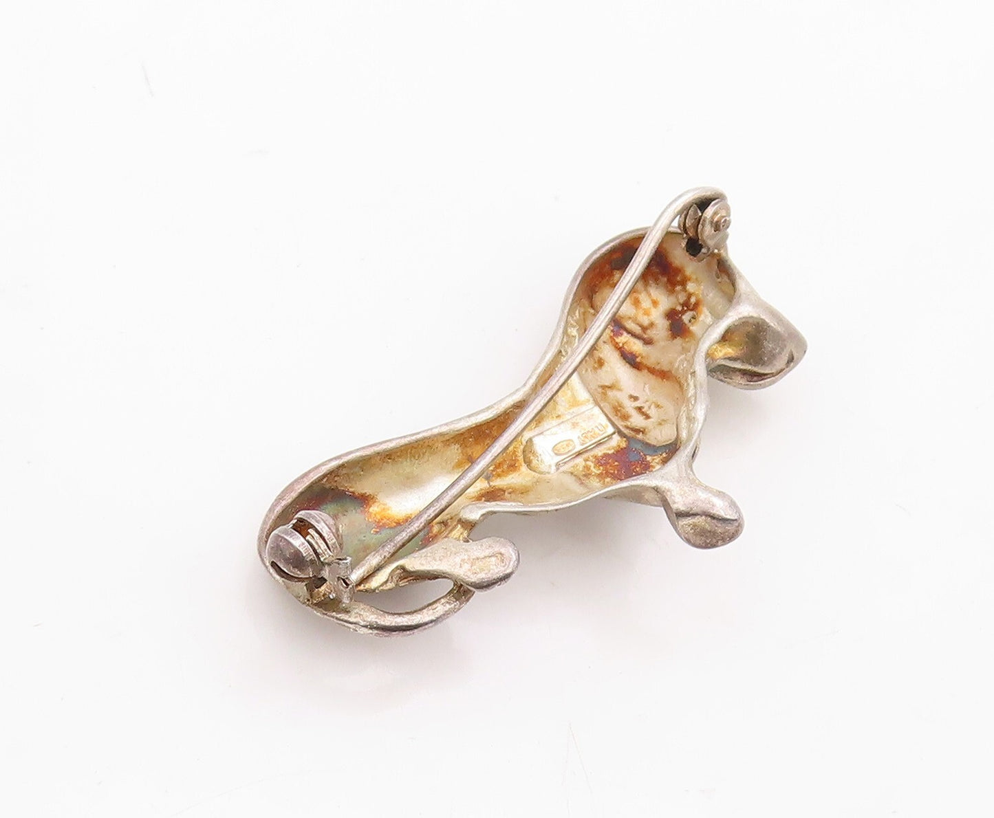 925 Sterling Silver Vintage Brooch Pin Solid Cutout Small Dog  BP11293