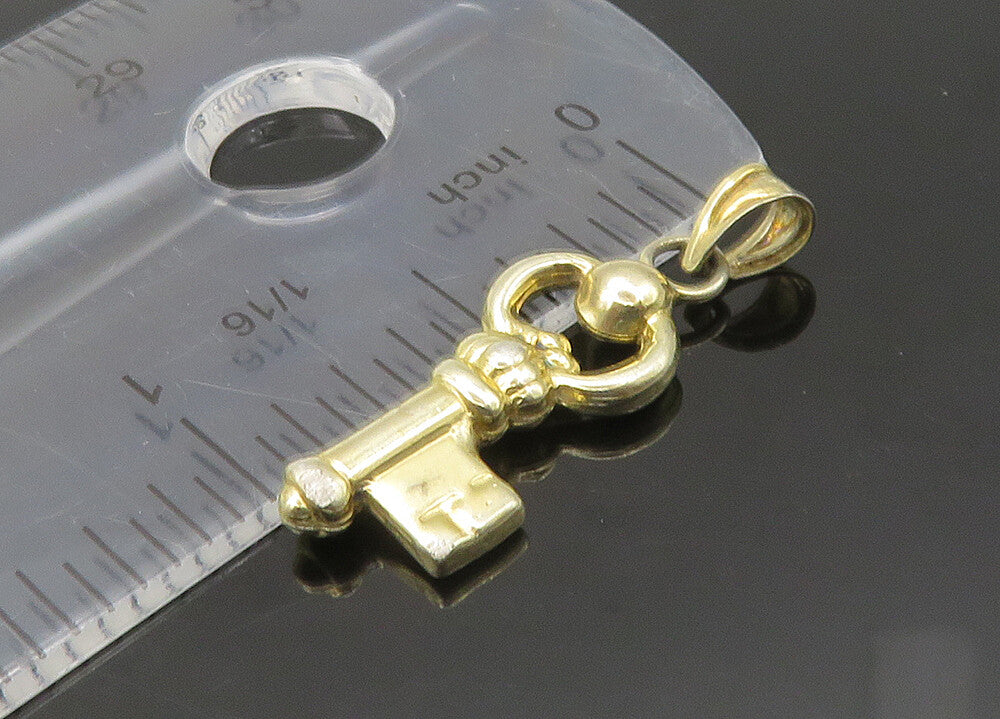 925 Sterling Silver  Vintage Shiny Petite Gold Plated Key Pendant  PT17816