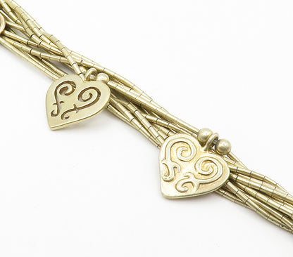 SHUBE 925 Sterling Silver Vintage Love Heart Multi Strand Chain Bracelet BT6004