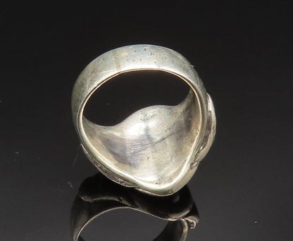 925 Sterling Silver Vintage Carved Religious Cross Signet Ring Sz 7  RG24832
