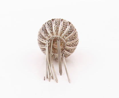 925 Sterling Silver  Vintage Wire Spiral Sphere Dangle Pendant  PT20293