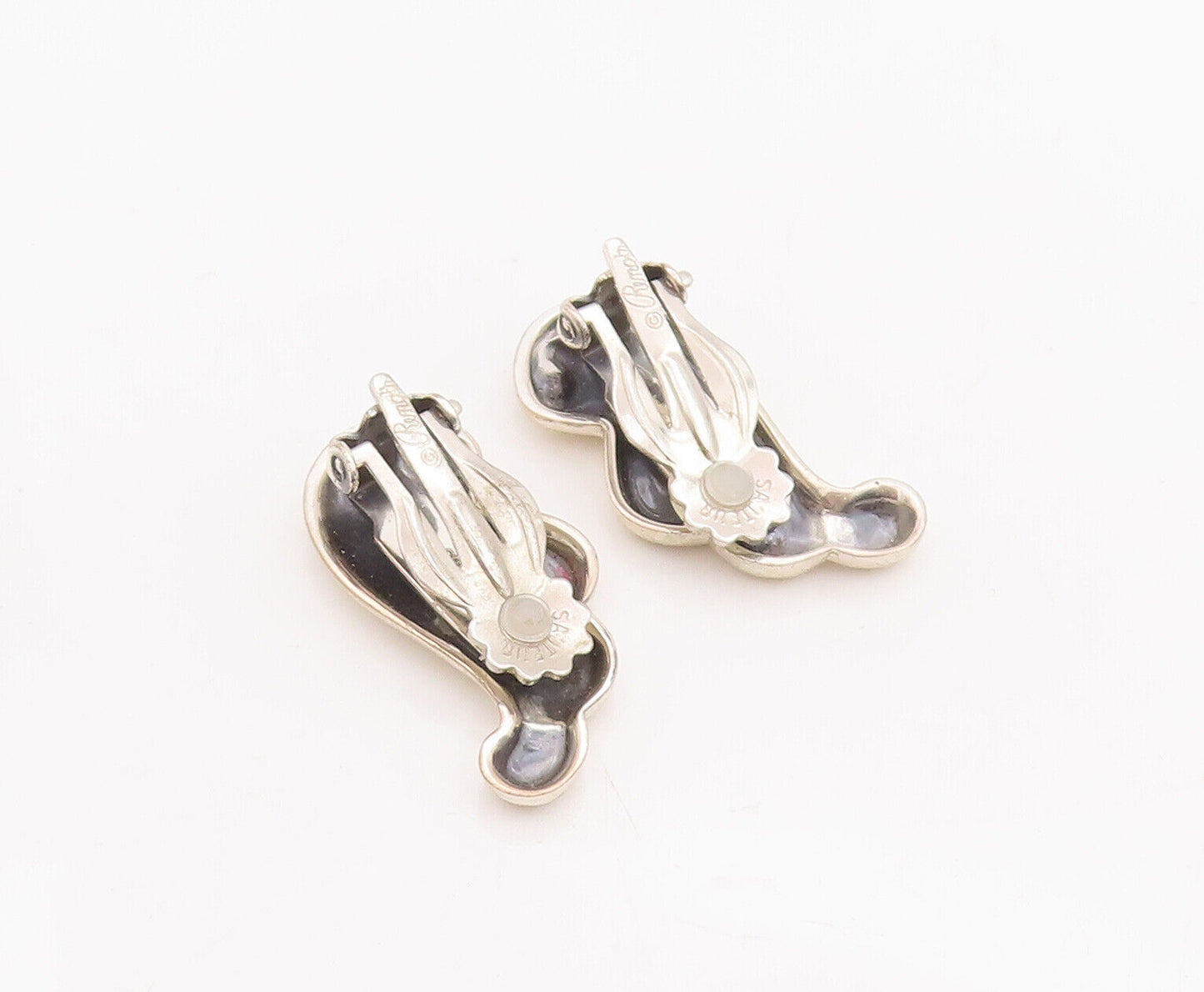 925 Sterling Silver Vintage Earrings RENOIR Minimalist Carved Swirls  EG13082