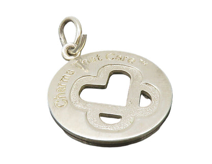 925 Sterling Silver  Vintage Open Love Heart Shiny Round Drop Pendant  PT9849