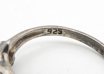 925 Sterling Silver  Vintage Dark Tone Dolphin Motif Bypass Ring Sz 6  RG10514
