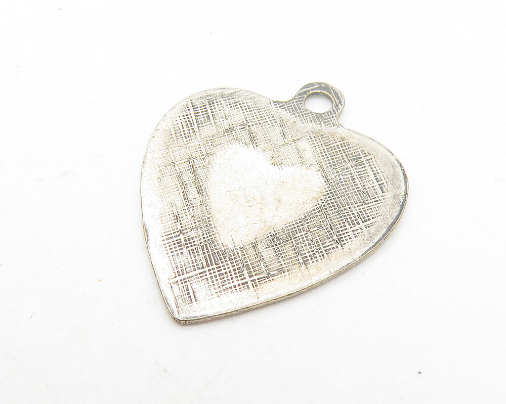 925 Sterling Silver  Vintage Dark Tone Floral Etched Love Heart Pendant PT8971