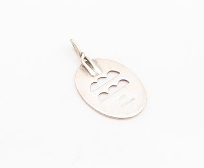 925 Sterling Silver Vintage Pendant Minimalist Oval Cutout Design  PT23666