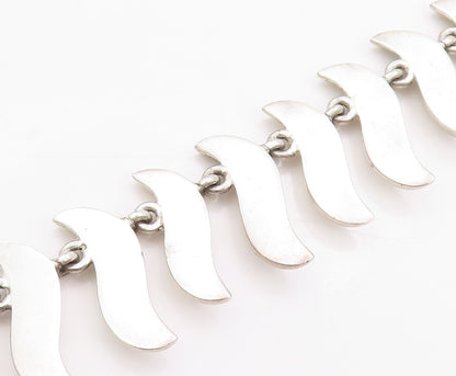 925 Sterling Silver Vintage Necklace MEXICO Solid Swirls Cutout Band  NE4496