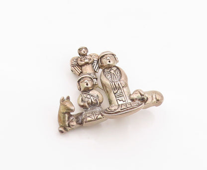 925 Sterling Silver Vintage Brooch Pin CAROL FELLEY Figural Nativity  BP12545