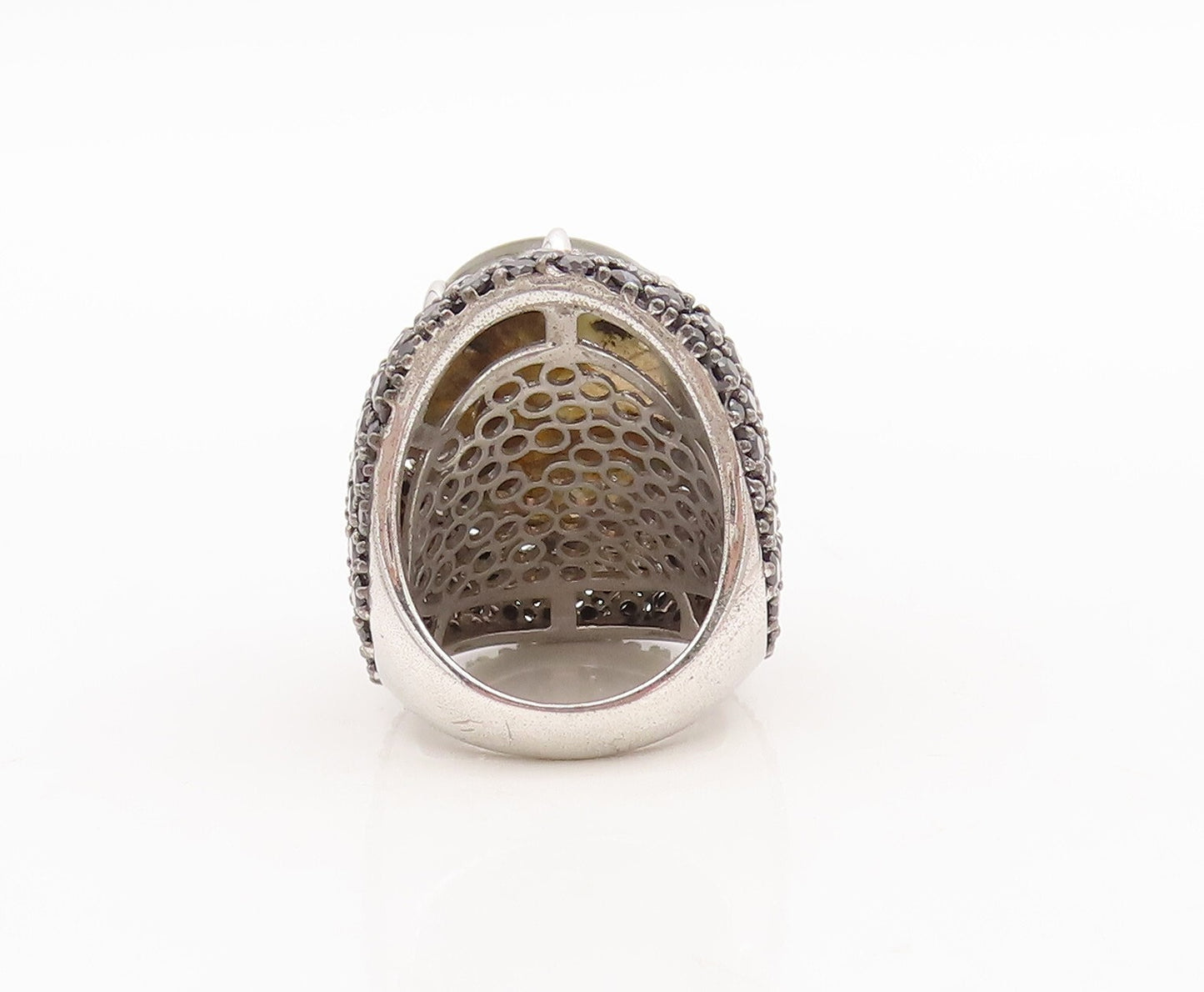 925 Sterling Silver Vintage Ring Oval Alexandrite & Spinel Inlay  Sz 6  RG29390