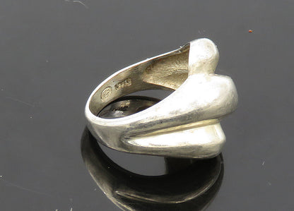 925 Sterling Silver  Vintage Shiny Fluted Bypass Style Band Ring Sz 7  RG21278