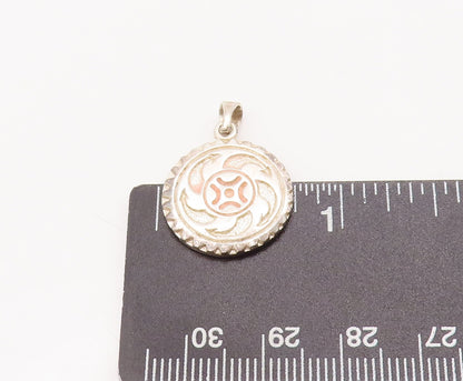 925 Sterling Silver Vintage Pendant Carved Arrows Spikey Bored Coin  PT23022