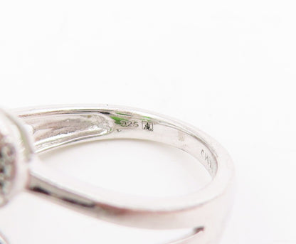 925 Sterling Silver Vintage Ring Pear Cut Green CZ Split Band  Sz 6  RG34032