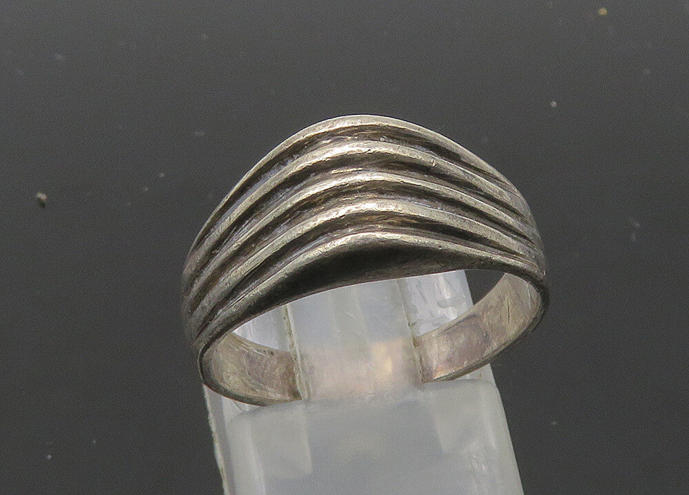 925 Sterling Silver  Vintage Shiny Ribbed Dome Band Ring Sz 7  RG20843