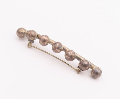 925 Sterling Silver Vintage Brooch Pin Solid Carved Beads & Stick  BP10756