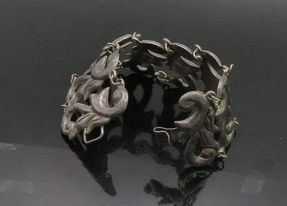 MEXICO 925 Sterling Silver  Vintage Antique Floral Swirl Chain Bracelet BT8054