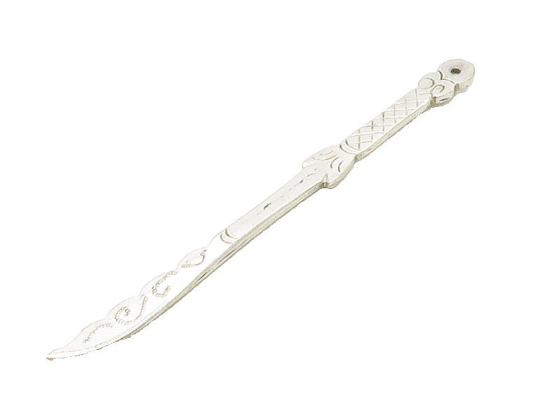 925 Sterling Silver  Vintage Shiny Etched Detail Sword Motif Pendant  PT12845