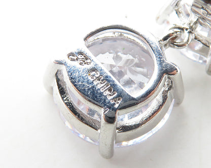 925 Sterling Silver  Prong Set Cubic Zirconia Linked Dangle Earrings  EG9500