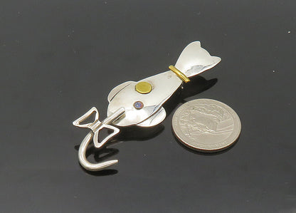 MEXICO 925 Sterling Silver  Vintage Sitting Cat Brooch Pin (MOVES)  BP8251
