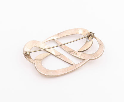 925 Sterling Silver  Vintage Shiny Smooth Open Design Brooch Pin  BP7307