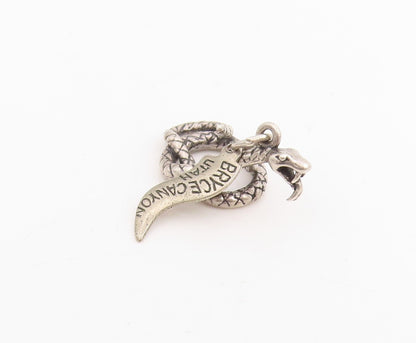 925 Sterling Silver Vintage Pendant Etched Bryce Canyon Coiled Snake  PT25226
