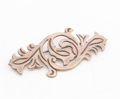 925 Sterling Silver Vintage Brooch Pin TAXCO Dark Tone Floral Design  BP11458