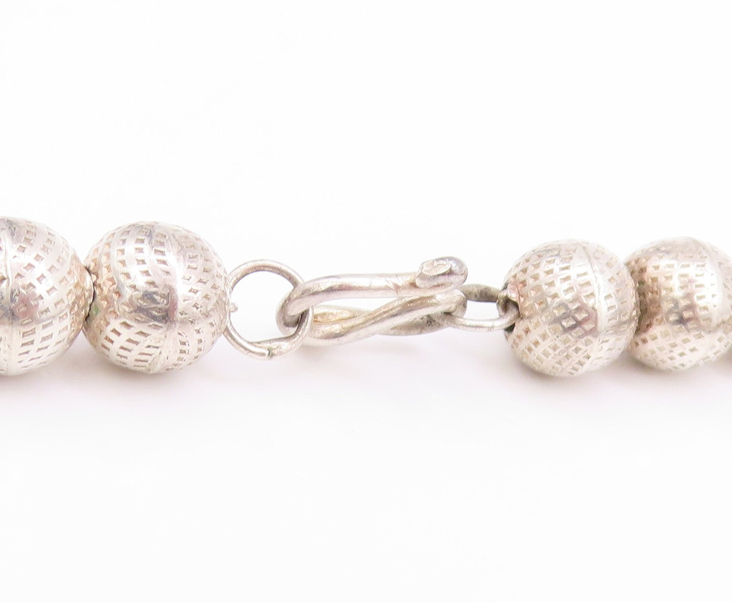 925 Sterling Silver Vintage Necklace Chunky Dotted Spherical Bead Chain  NE4679