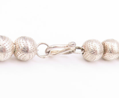925 Sterling Silver Vintage Necklace Chunky Dotted Spherical Bead Chain  NE4679