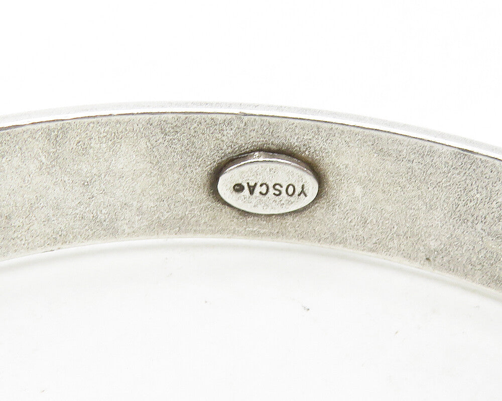 GERARD YOSCA 925 Silver  Vintage Cabochon White Onyx Bangle Bracelet  BT6977