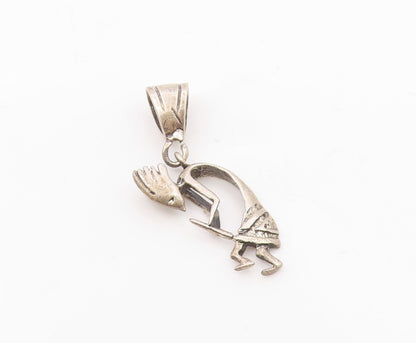 925 Sterling Silver  Vintage Sculpted Kokopelli Dancer Pendant  PT20690