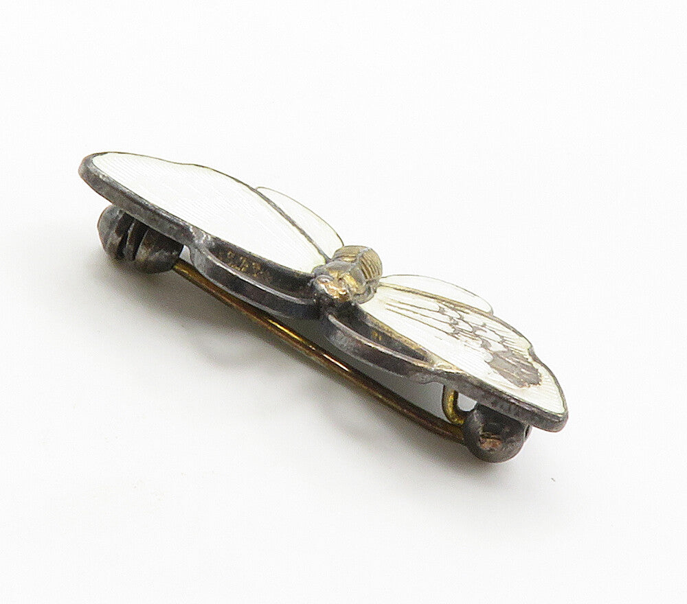 VOLMER BAHNER DENMARK 925 Silver  Vintage Enamel Butterfly Brooch Pin  BP5865