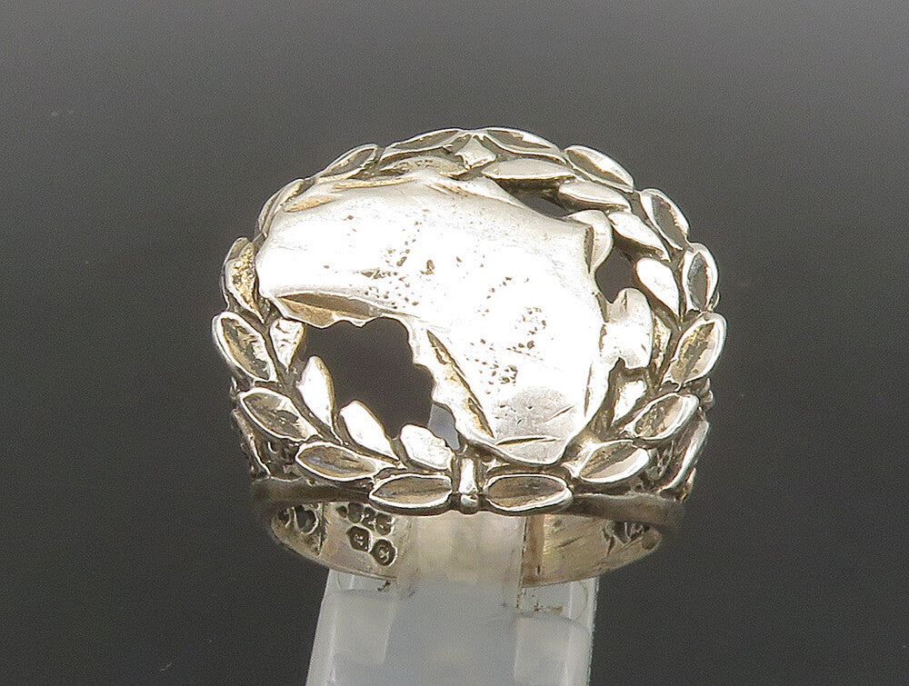EUROPEAN 925 Silver  Vintage Abstract Cut Out Leaf Scroll Ring Sz 11  RG24396