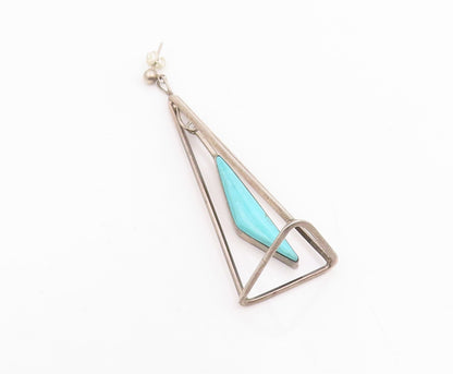 925 Sterling Silver Vintage Earrings NAVAJO Turquoise Single Pieces  EG14302