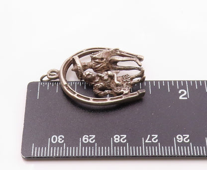 925 Sterling Silver  Vintage Dark Tone Dancing Couple Motif Pendant  PT15637