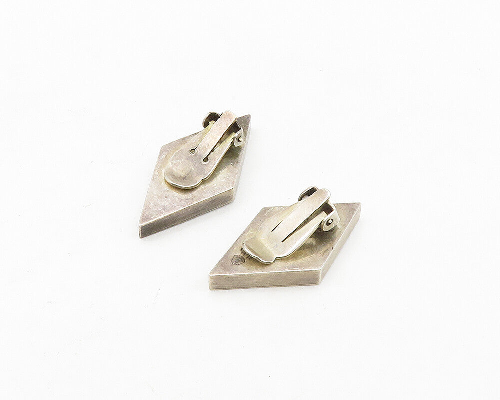 TAXCO MEXICO 925 Silver  Vintage Diamond Shape Non Pierce Earrings  EG9746